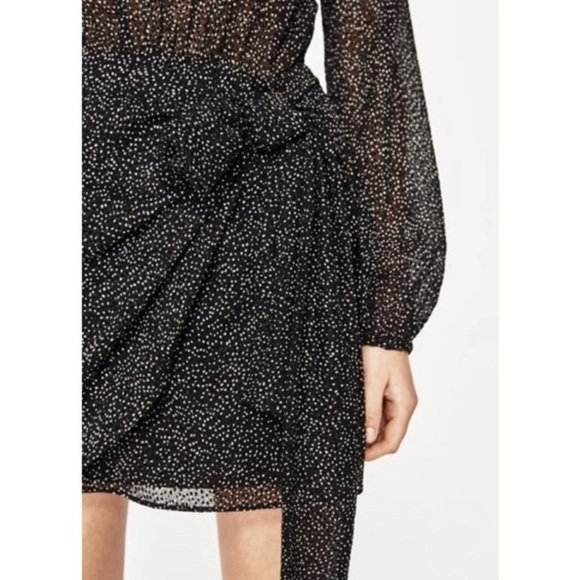 SOLD - Zara Trafaluc Sheer Polka Dot Wrap Dress - Picture 7 of 16